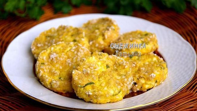 Рецепт Запеченные сырники с цукини и зеленью