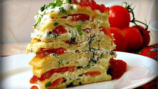 Рецепт Блинный торт с семгой и рикоттой