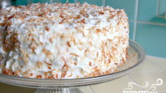 Рецепт Кокосовый торт со сливочной начинкой