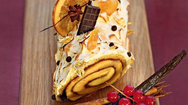 Рецепт Рождественское полено с апельсинами