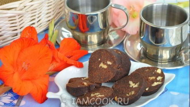 Рецепт Шоколадная колбаска из бисквитной крошки