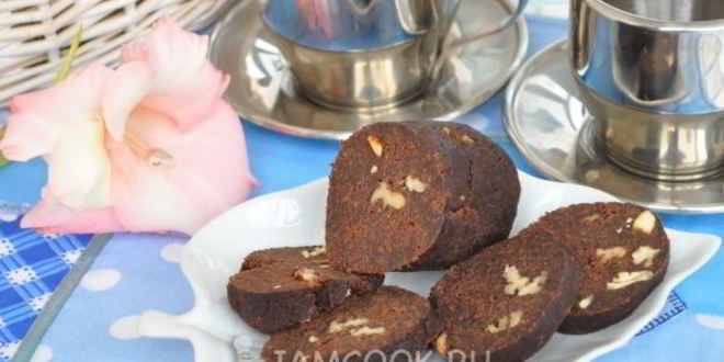 Рецепт шоколадная колбаска из бисквитной крошки