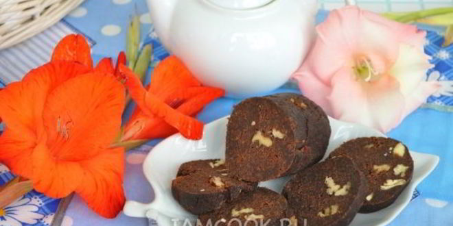 Рецепт шоколадная колбаска из бисквитной крошки