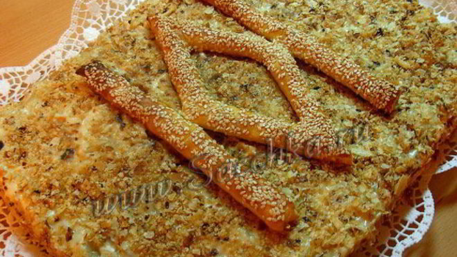 Рецепт Сырно-грибной Наполеон