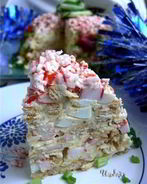 Закусочный торт с крабовыми палочками
