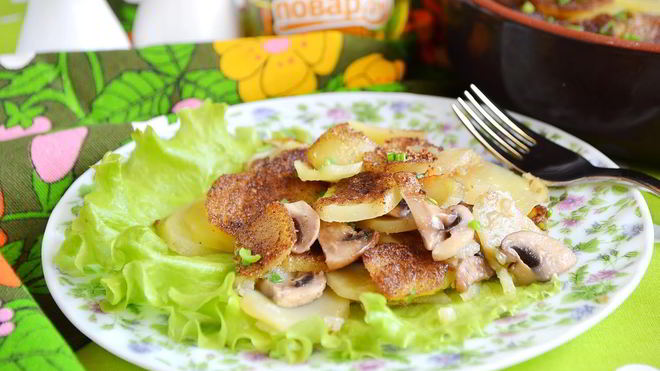 Рецепт Картофельная запеканка с грибами и чесноком