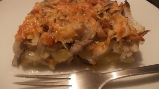 Рецепт Картофельная запеканка с курицей и грибами