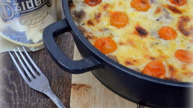 Рецепт Куриная запеканка из спагетти под корочкой из сыра Джюгас
