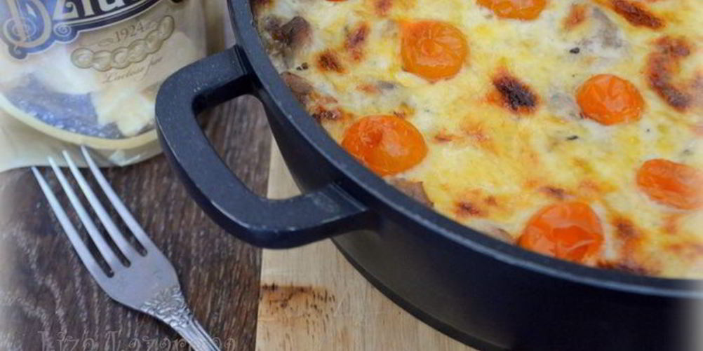 Как приготовить куриная запеканка из спагетти под корочкой из сыра джюгас