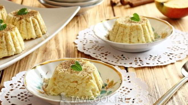 Рецепт Творожная запеканка с яблоком в микроволновке