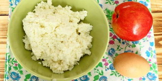 Рецепт творожная запеканка с яблоком в микроволновке