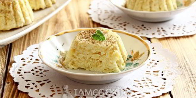 Рецепт творожная запеканка с яблоком в микроволновке