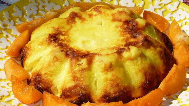 Рецепт Творожная запеканка-суфле с абрикосами