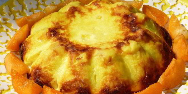 Рецепт творожная запеканка-суфле с абрикосами