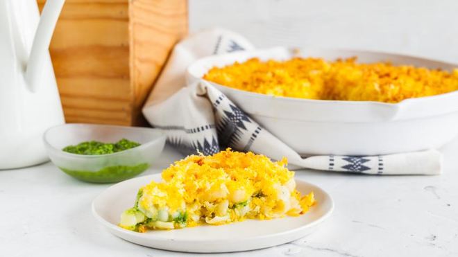 Рецепт Запеканка Мак & Чиз с прослойкой из песто