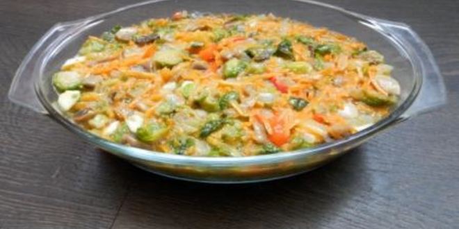 Рецепт запеканка с брюссельской капустой и шампиньонами