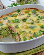 Запеканка с форелью и брокколи