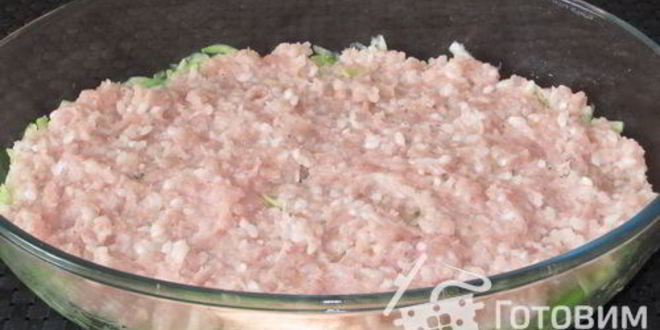 Рецепт запеканка с кабачками, фаршем и рисом