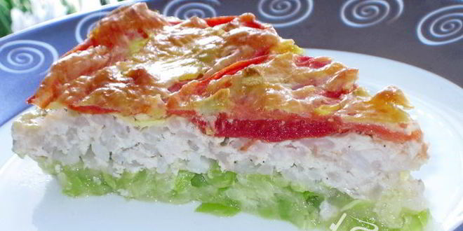 Рецепт запеканка с кабачками, фаршем и рисом