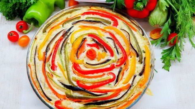 Рецепт Запеканка с рисом, фаршем и овощами