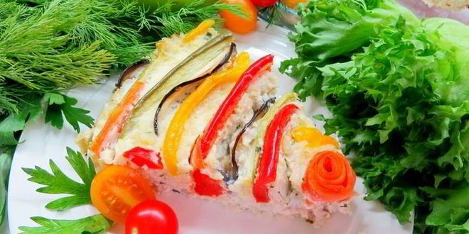 Рецепт запеканка с рисом, фаршем и овощами