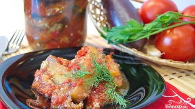 Рецепт Баклажаны в томате на зиму