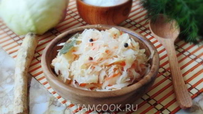 Рецепт Капуста квашеная с хреном и морковью