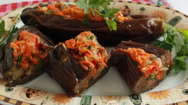 Рецепт Квашеные баклажаны, фаршированные морковью и чесноком на зиму