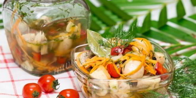 Рецепт грибы, маринованные с овощами