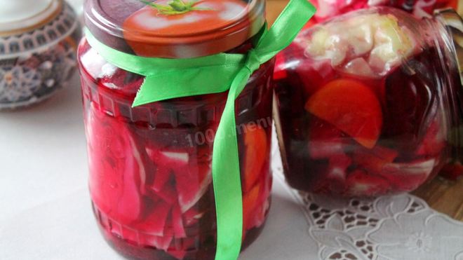 Рецепт Маринованная капуста со свеклой на зиму