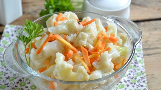 Рецепт Маринованная цветная капуста с морковью
