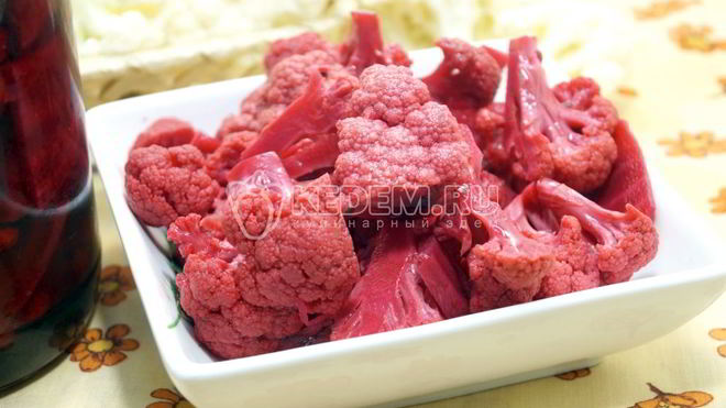 Рецепт Маринованная цветная капуста со свеклой