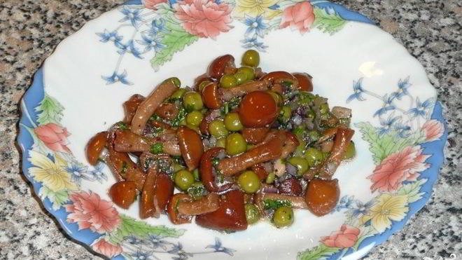 Рецепт Маринованные опята с горошком