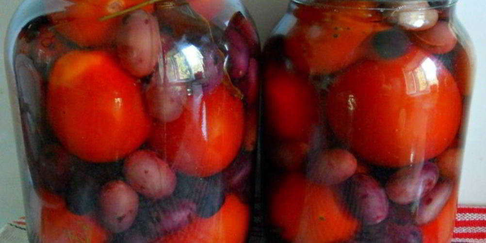 Как приготовить помидоры маринованные с виноградом