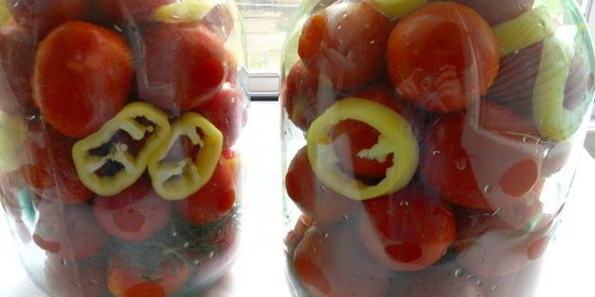 Рецепт помидоры маринованные со сладким перцем и зернами горчицы