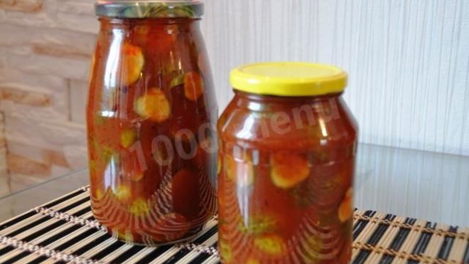 Рецепт Огурцы в томатном соусе на зиму