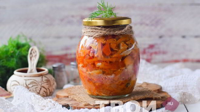 Рецепт Скумбрия с овощами на зиму