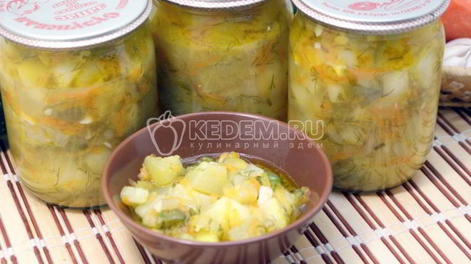 Рецепт Тушеные кабачки с овощами на зиму