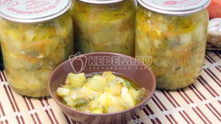 Рецепт Тушеные кабачки с овощами на зиму