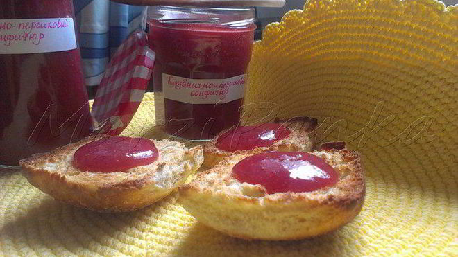 Рецепт Клубнично-персиковый конфитюр