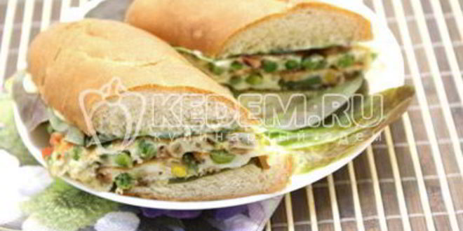 Рецепт бутерброд с овощами и омлетом