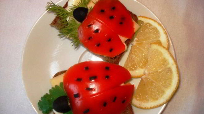 Рецепт Бутерброды Божья коровка