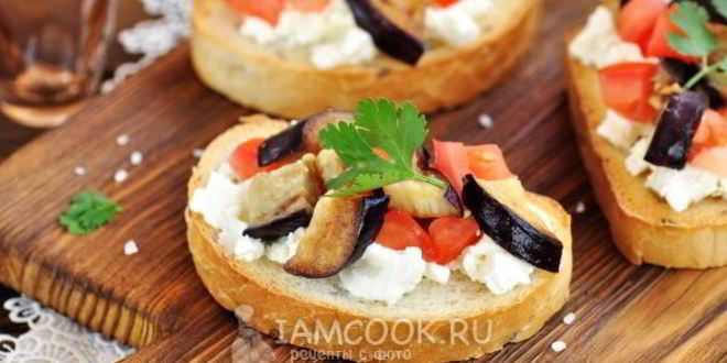 Рецепт бутерброды с баклажанами, помидорами и чесноком