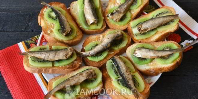 Рецепт бутерброды со шпротами и киви