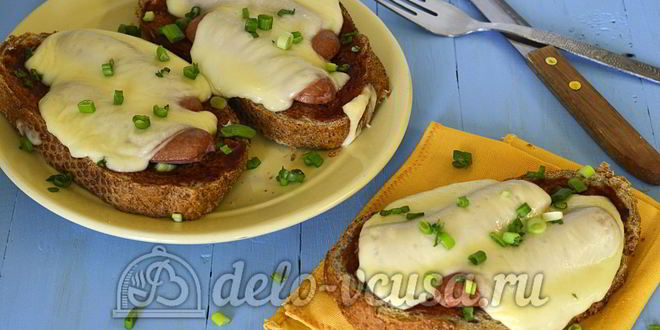 Рецепт горячие бутерброды с сосиской и сыром