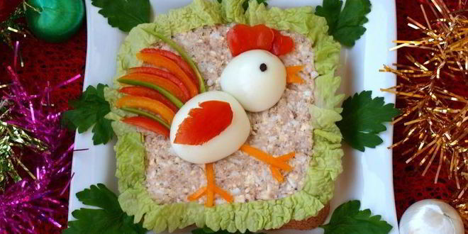 Рецепт новогодний бутерброд петушок