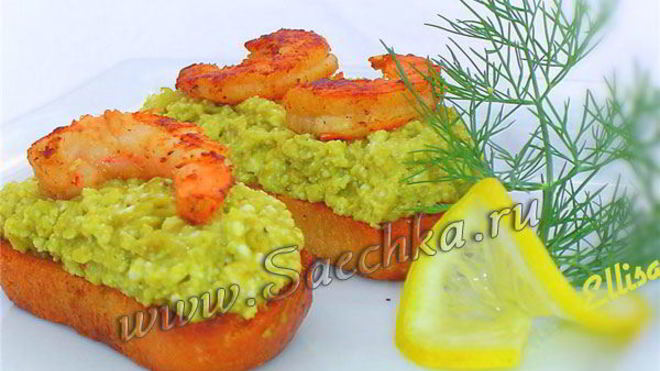 Рецепт Праздничные бутерброды с креветками