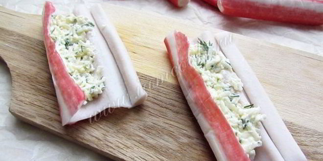 Рецепт фаршированных крабовых палочек в кляре