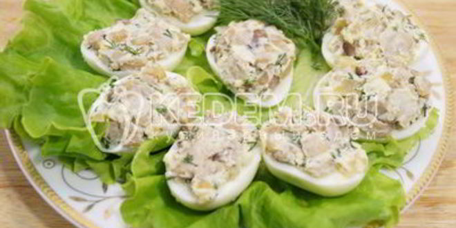 Рецепт яйца фаршированные грибами