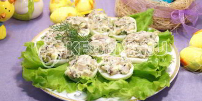 Рецепт яйца фаршированные грибами
